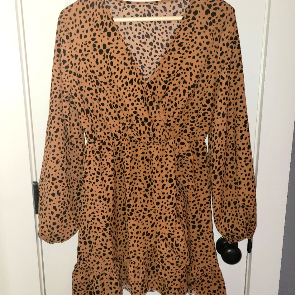 Cheetah ruffle dress